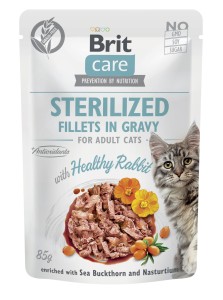 brit care fillets in gravy rabbit sterilized dla kota 85g