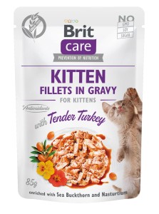 brit care fillets in gravy turkey kitten dla kota 85g