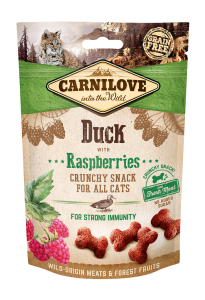 carnilove przysmaki dla kotów crunchy kaczka z malinami 50g