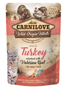 carnilove cat 85g indyk i waleriana dla kotów saszetka NEW