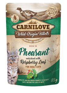 carnilove cat 85g bażant i liście maliny dla kotów saszetka NEW