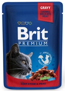 brit premium saszetka dla kota wołowina groszek 100g