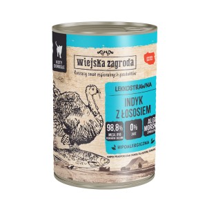 wiejska zagroda kot indyk z łososiem 400g puszka