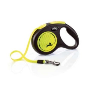 smycz automatyzna flexi NEON M taśma 5m żółta