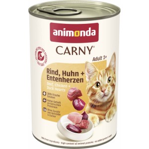 animonda carny adult wołowina kurczak i kacze serca 400g