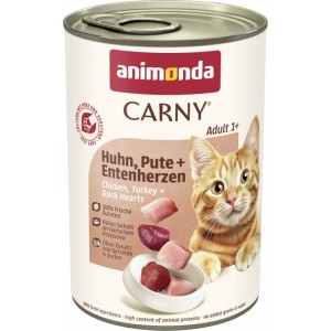 animonda carny adult indyk kurczak i kacze serca 400g