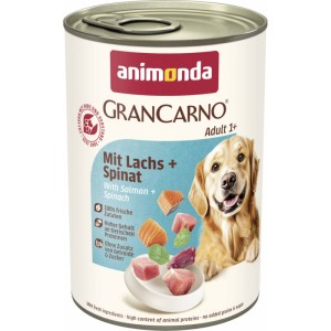 animonda grancarno adult wieprzowina i łosoś ze szpinakiem 400g